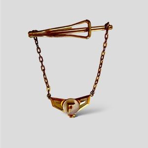 Vintage Tie Bar Drop Chain “Letter F”
